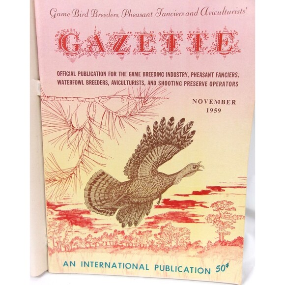 Vintage Game Bird Breeders Pheasant Fanciers Gazette Magazine November 1959 - Picture 1 of 3